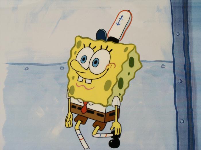 SpongeBob Skipping Original Animation Cel Background