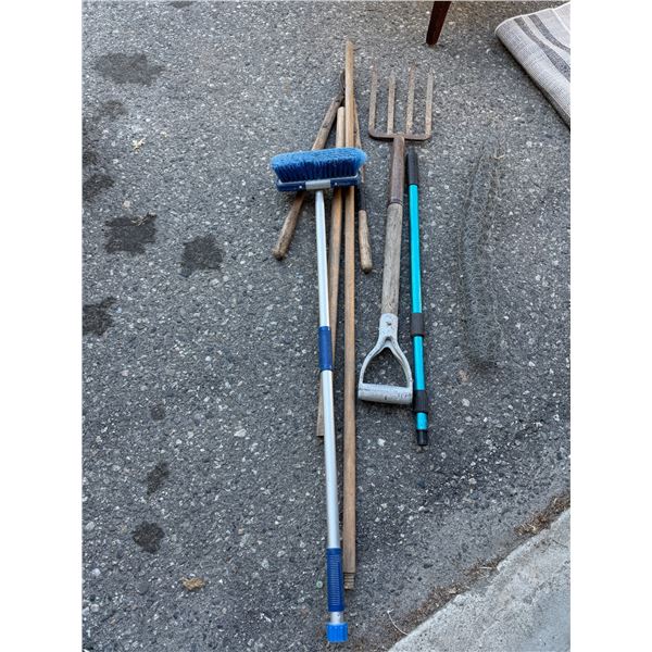 Garden tools and chicken fencing