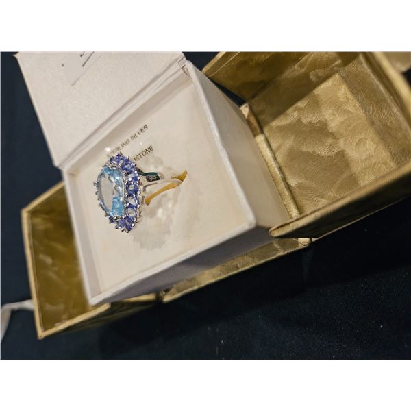 Steling silver genuine gemstone ring