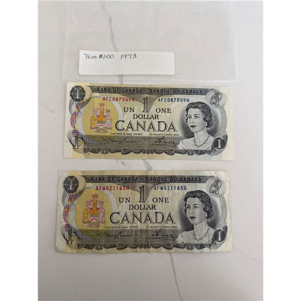 2  1973 $1 bills