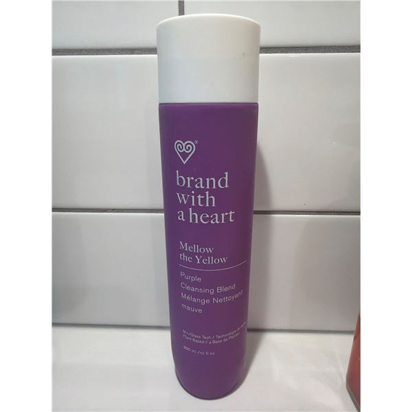Brand with a heart, mellow the yellow purple cleansing blend