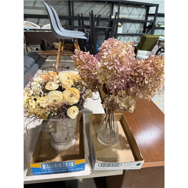 Vases with dried flowers