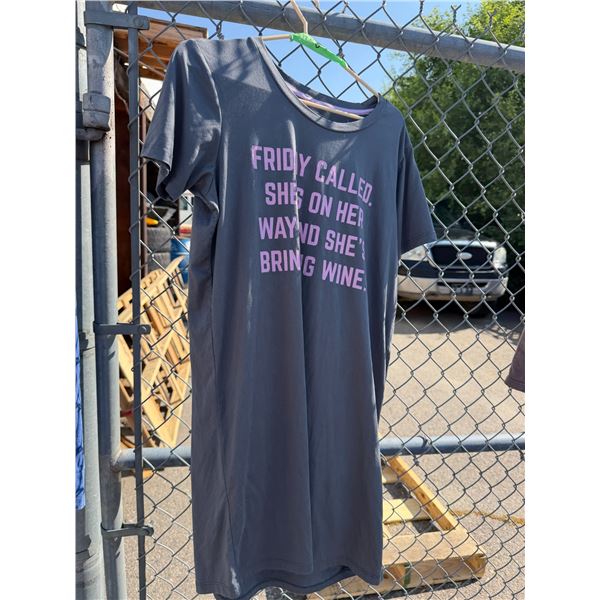 Friday called. She's on her way and she's bringing wine size small shirt.