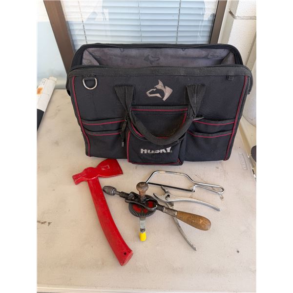Husky tool bag with assorted tools