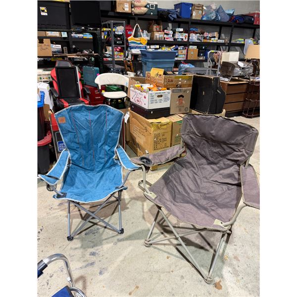 Two folding camp chairs