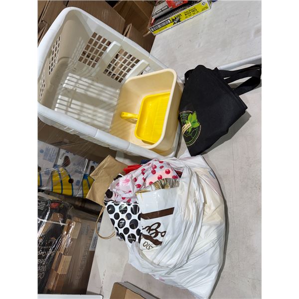 Laundry basket, dustpan, bin bags, etc.