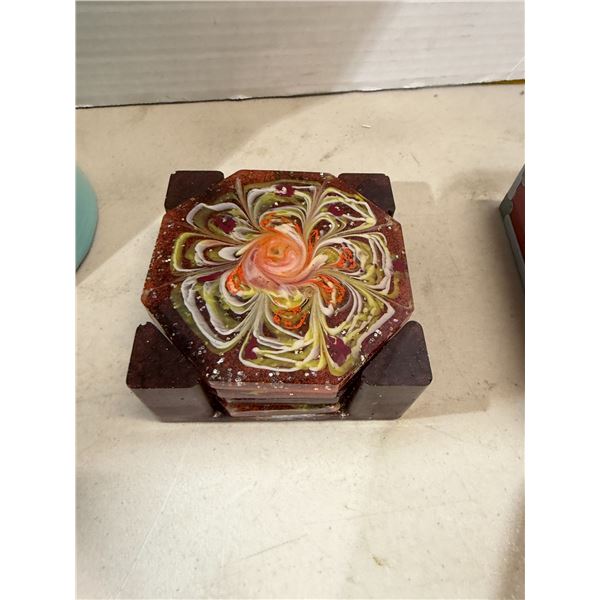 Vintage handmade resin Coaster set