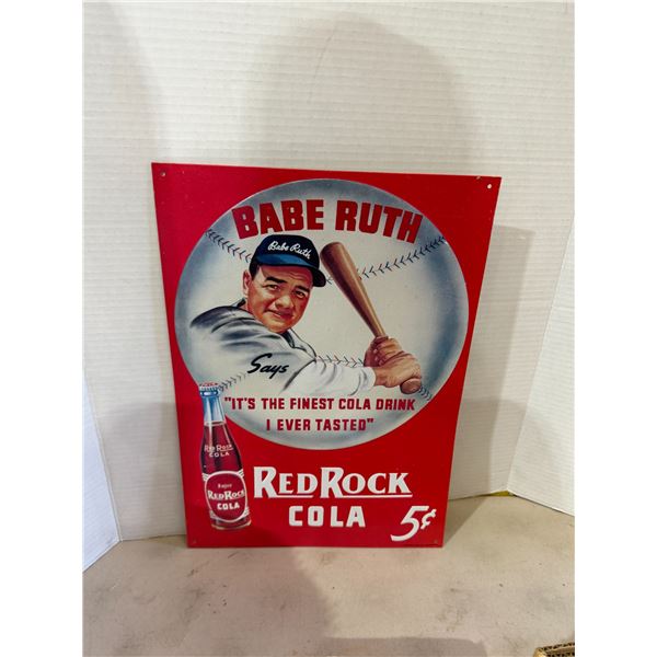 Babe Ruth red rock cola tin sign