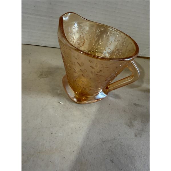 vintage Jeannette Glass creamer in the Floragold pattern