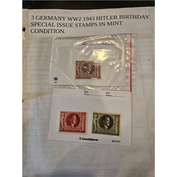 3 Germany WW2 1943 Hilter stamps
