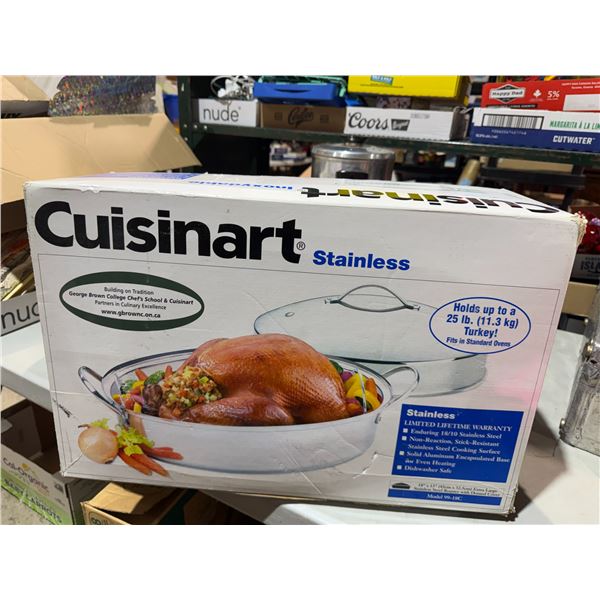 Cuisinart stainless steel roaster C/W Dom lid model 99–18 C extra large