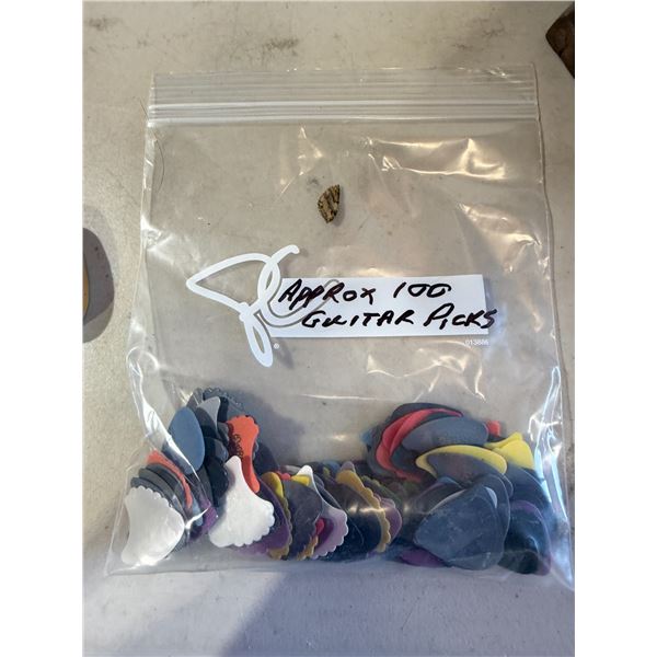 Approximately 100 guitar picks
