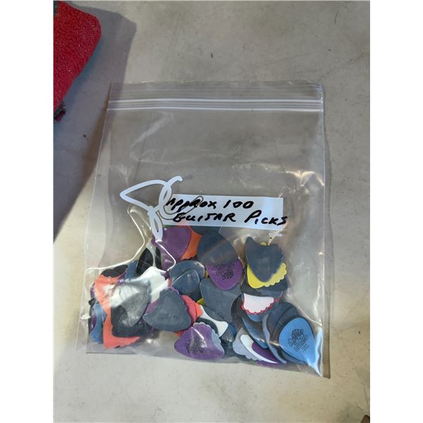 Approximately 100 guitar picks