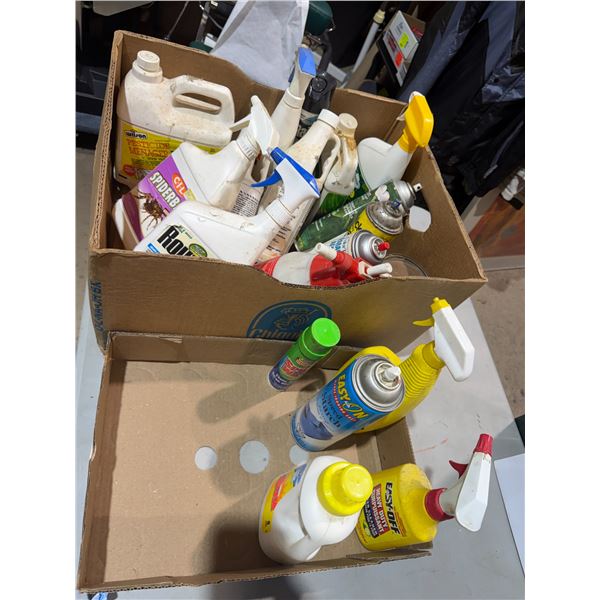 Assorted chemicals and cleaning products