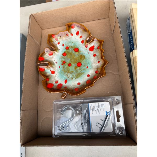 Vintage pottery tray and shower curtain hooks
