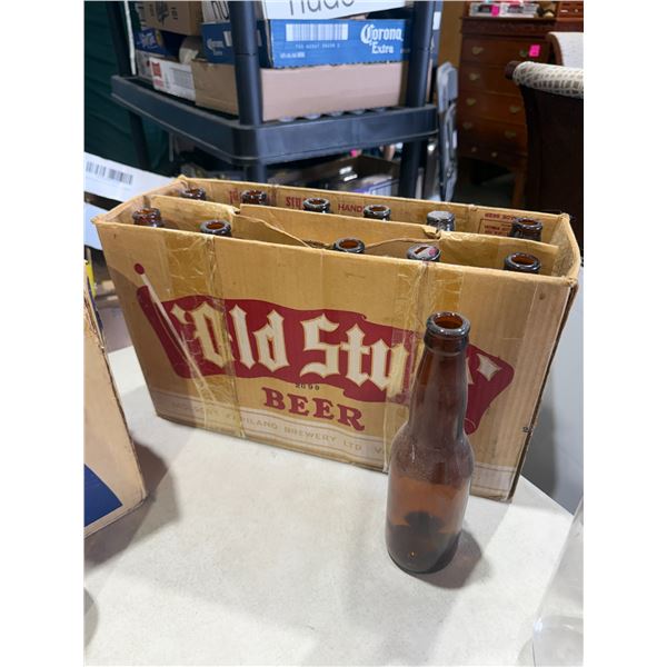 Old Style beer, bottle box and bottle bottles