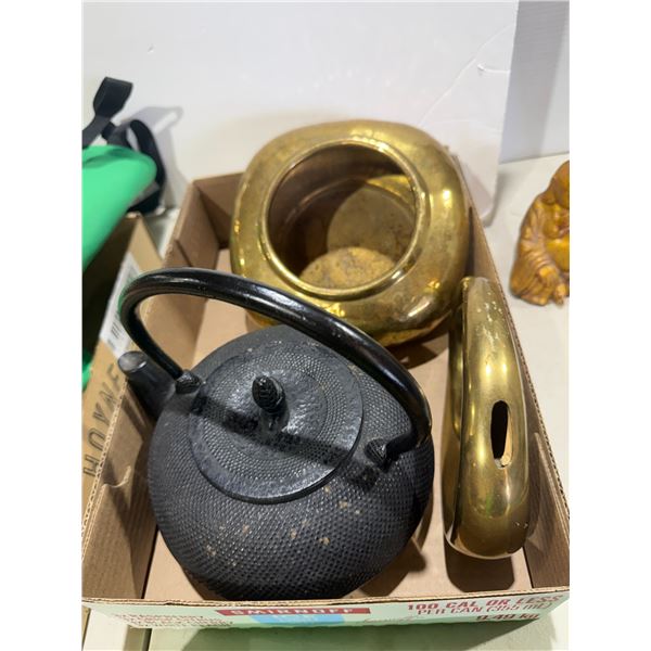 Teapot and brass items