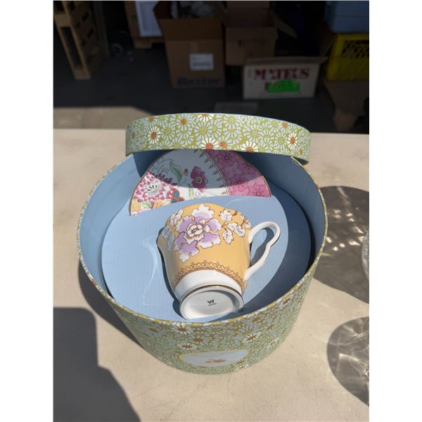 Wedgewood, butterfly bloom, teacup, and saucer