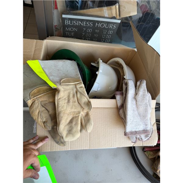 Hard hats and work gloves