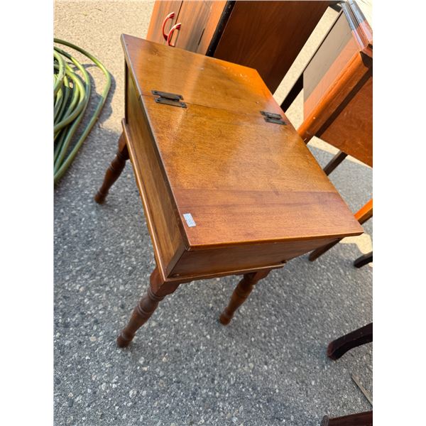 Antique Side Table with Storage, 15" x 22" x 22" tall