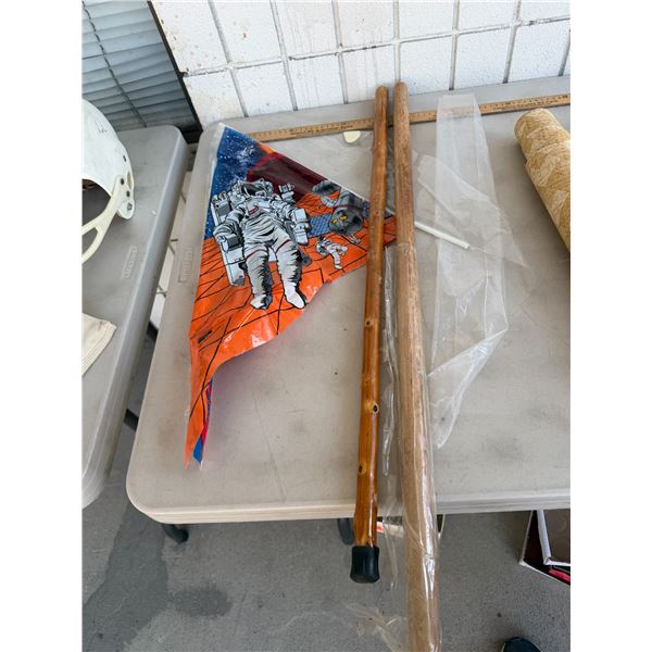 Kite and walking sticks