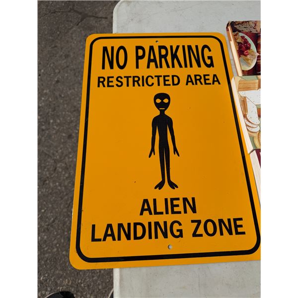 No parking tin sign