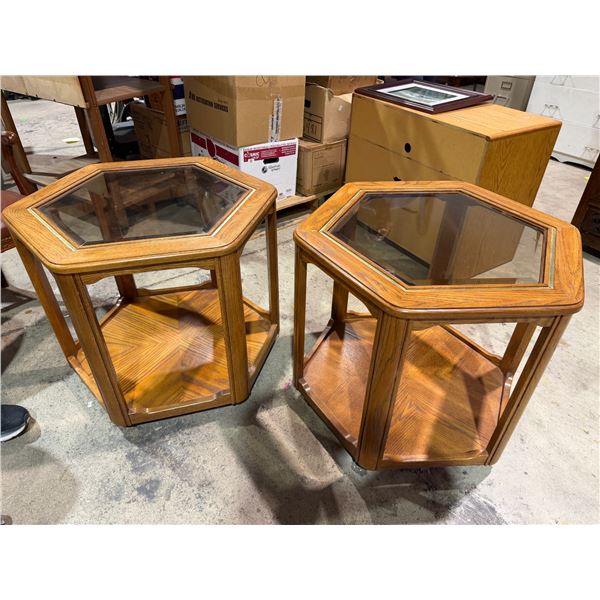 Pair of side tables 24 inches and 22 inches tall