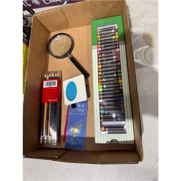 Pastels and pencils and mag