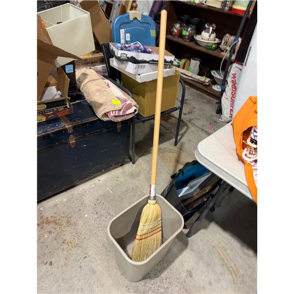 Broom and garbage can