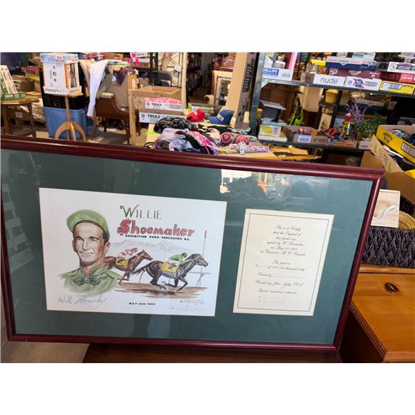 Willie Shoemaker signed print 33" x 19"