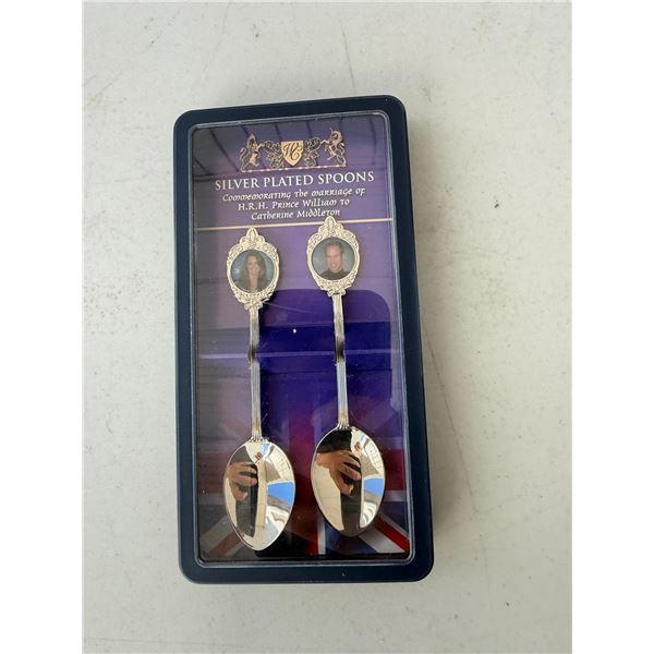 Silver plated spoons commemorating the marriage of Prince William to Katherine Middleton