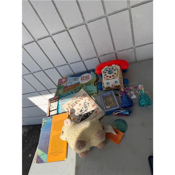 Vintage, Fisher-Price phone and other books and toys