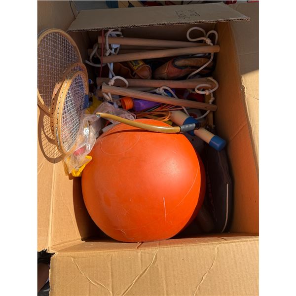 Box of assorted sport items
