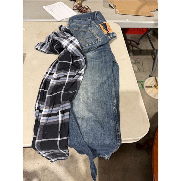 Levi's jeans length is 34 other is worn off and pajama pants extra small