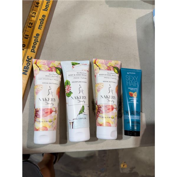 Body and hand wash, body butter, etc.