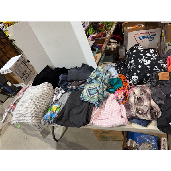Assorted ladies men's and kids clothing