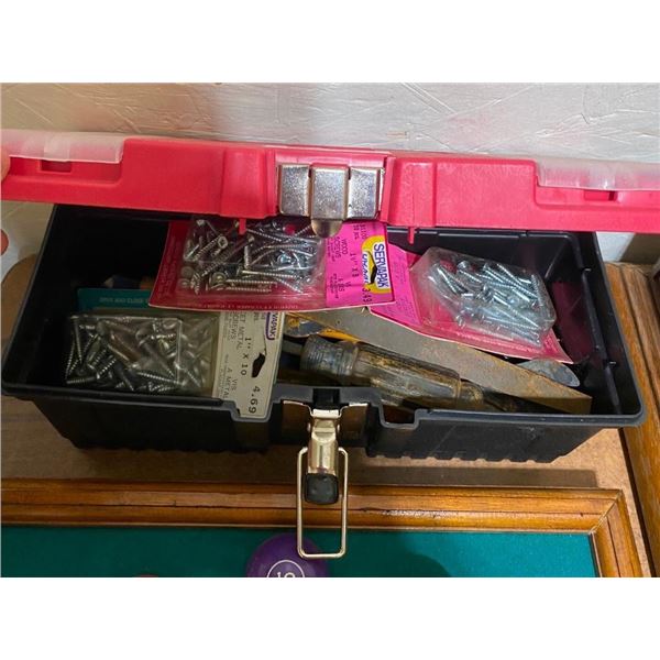 TOOL BOX WITH TOOLS AND SCREWS