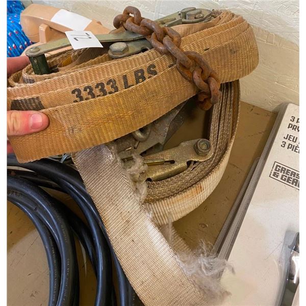 2 HEAVY DUTY RATCHET STRAPS WITH CHAINS