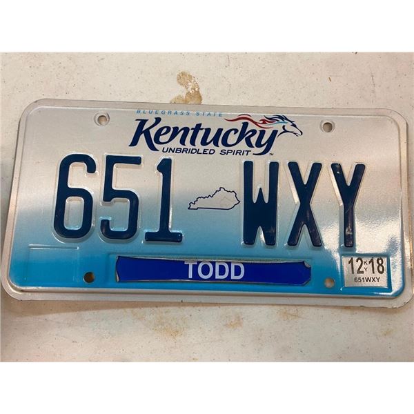 KENTUCKY LICENSE PLATE
