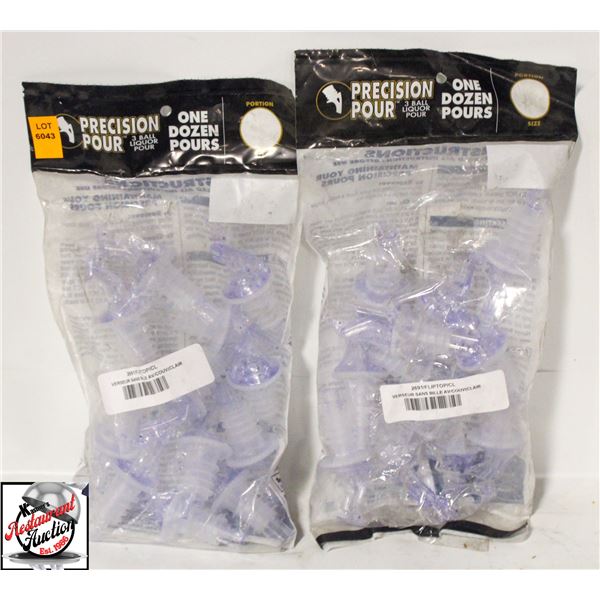 2 DOZEN NEW PRECISION POUR 3-BALL LIQUOR POURERS