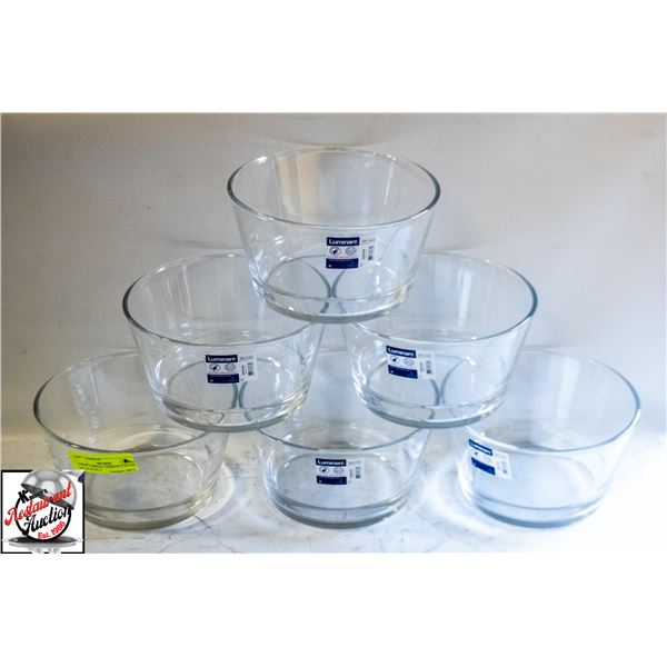 6 NEW LUMINARC UNISSON T GLASS SALAD BOWLS