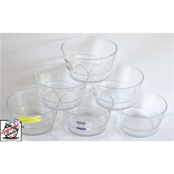 6 NEW LUMINARC UNISSON T GLASS SALAD BOWLS