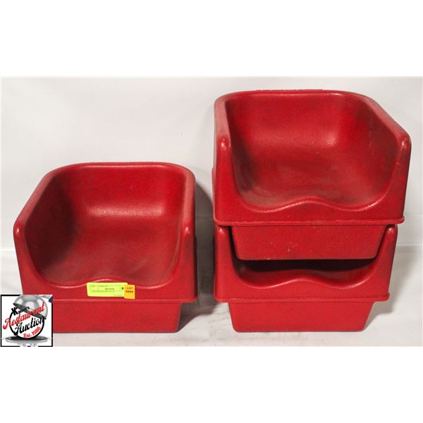 3 RED BOOSTER SEATS