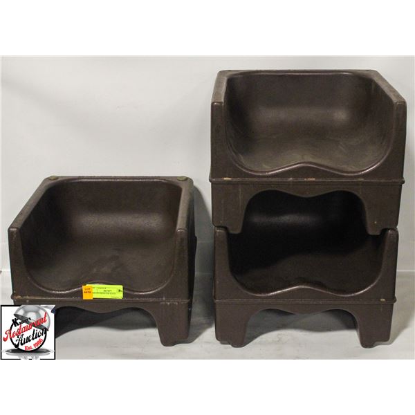 3 BROWN BOOSTER SEATS