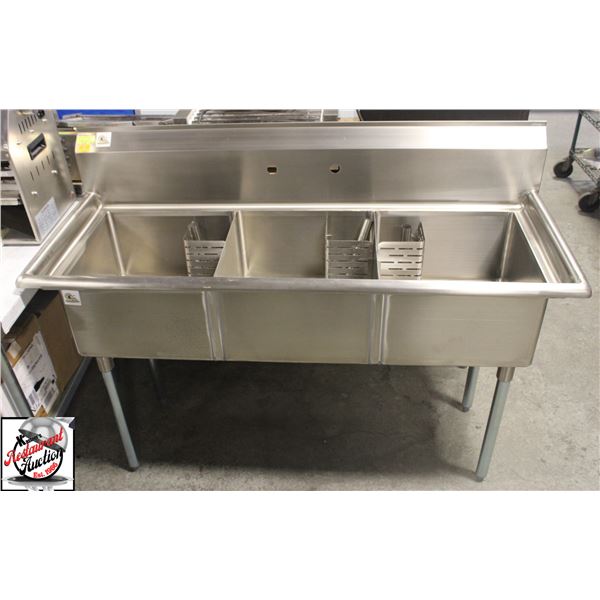 NEW S/S CHEFS MATE 3 WELL SINK 18"X18"X11"