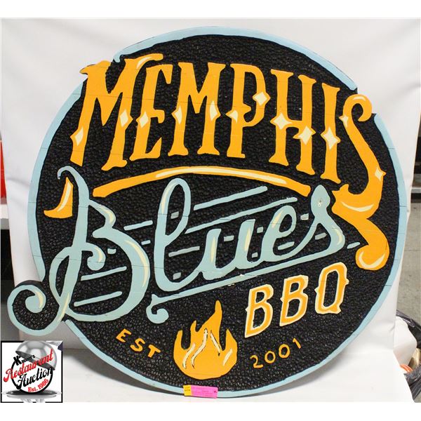 BAILIFF SEIZURE: WOODEN "MEMPHIS BLUES BBQ" SIGN
