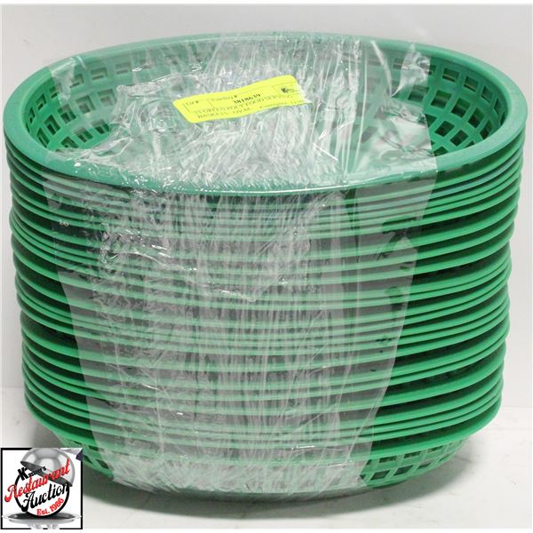 18 GREEN POLY FOOD SERVING BASKETS - OVAL