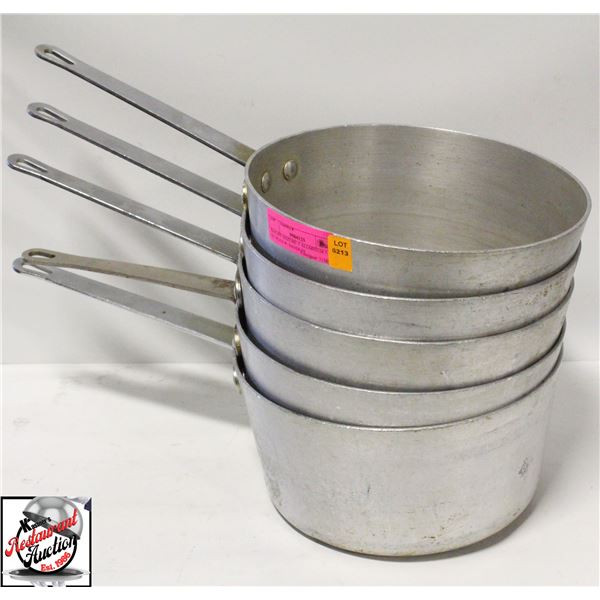 BAILIFF SEIZURE: 5 ALUMINUM 5.5 QT POTS W/ HANDLES