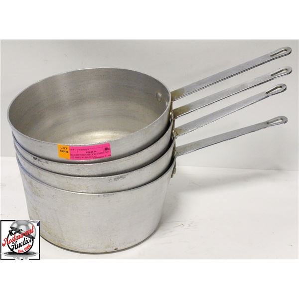 BAILIFF SEIZURE: 4 ALUMINUM 5.5 QT POTS W/ HANDLES