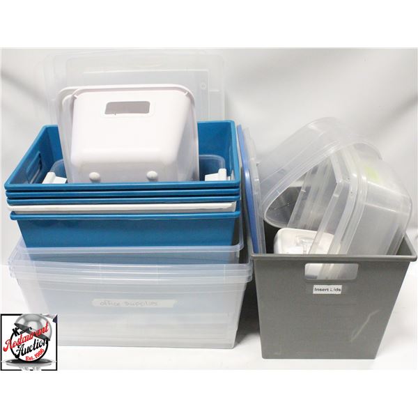 BAILIFF SEIZURE: ASSORTED PLASTIC BINS, TOTES, ETC
